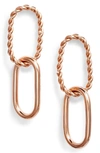 Knotty Twisted Link Drop Earrings In Rose Gold