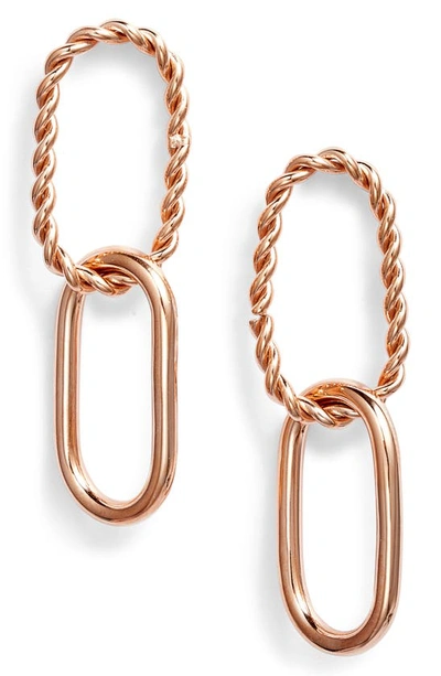 Knotty Twisted Link Drop Earrings In Rose Gold