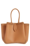 Alaïa Angèle 20 Leather Top Handle Bag In Beige