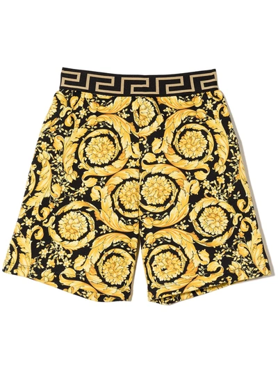 Versace Boys Teen Black & Gold Barocco Shorts