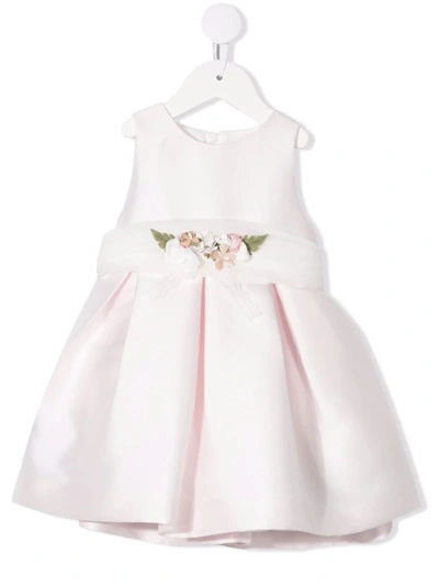 Mimilù Babies' Sleeveless Floral-waist Bow Dress In Pink