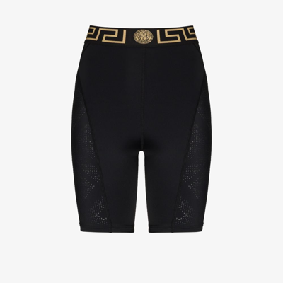 Versace Shorts In Black Synthetic Fibers