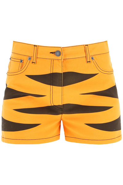 Moschino Tony The Tiger牛仔短裤 In Orange,black