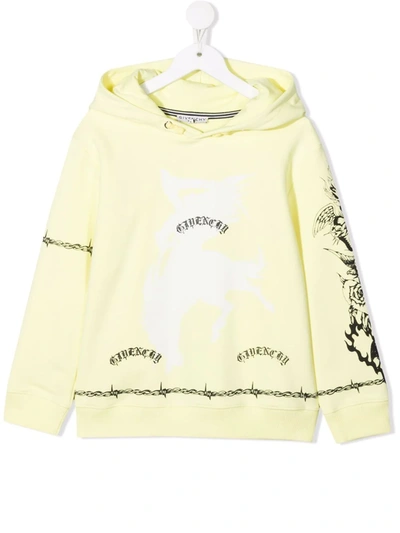 Givenchy Kids Tattoo print Hoodie In Yellow ModeSens