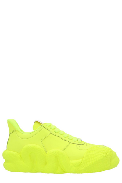 Giuseppe Zanotti 20mm Cobra Leather Low Trainers In Yellow