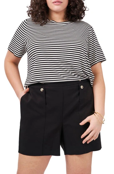 Vince Camuto Stripe T-shirt In Rich Black
