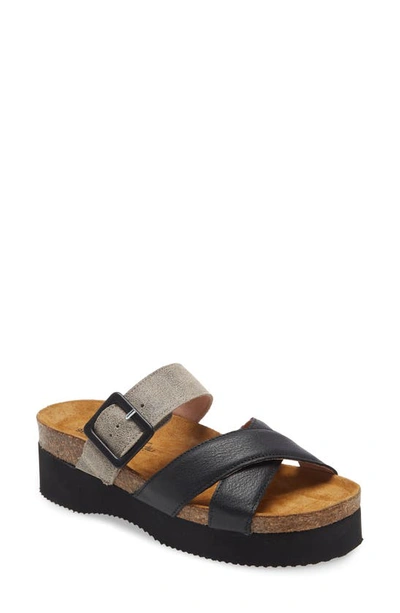 Naot Juliette Slide Sandal In Soft Black/ Beige