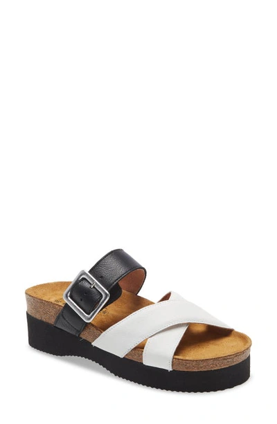 Naot Juliette Slide Sandal In Soft White/ Soft Black