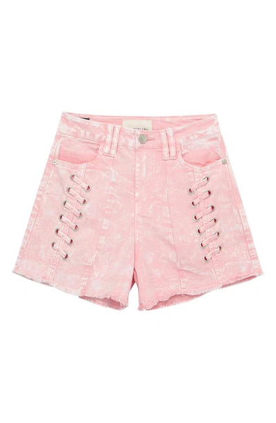 Habitual Kids' Lace-up Denim Shorts In Pink