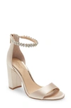 Jewel Badgley Mischka Badgley Mischka Collection Louise Ankle Strap Sandal In Champagne