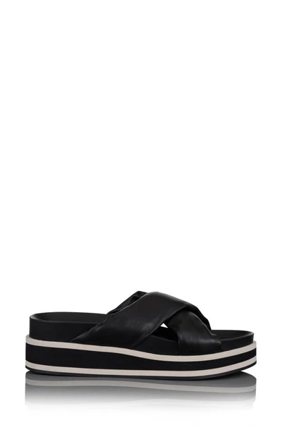 Frame Le Playa Leather Platform Slides In Noir Multi