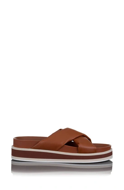 Frame Le Playa Leather Platform Slides In Tobacco Multi