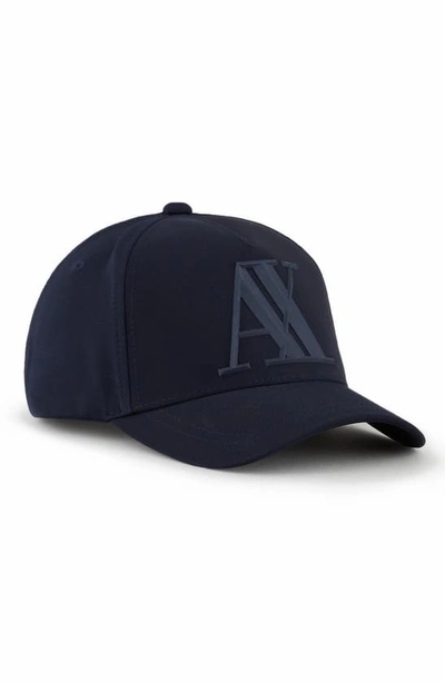 Armani Exchange Rubber Logo Baseball Cap In Navy Blue