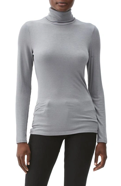 Michael Stars Gail Ribbed Turtleneck Top In Cinder