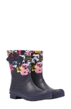 Joules Print Molly Welly Rain Boot In Navy Leopard Floral