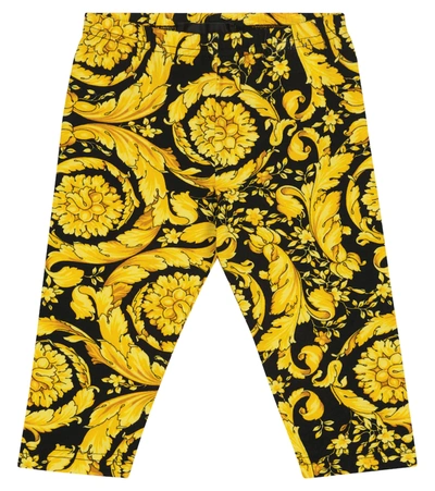 Versace Babies' Multi Barocco Graphic-print Stretch-cotton Leggings 6-36 Months 24 Months In Black