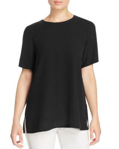 Eileen Fisher Short-sleeve Silk Tee In Black