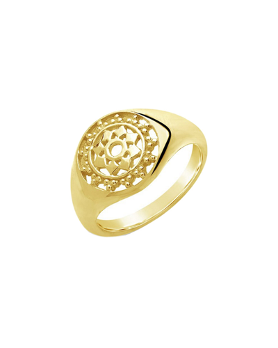 Sterling Forever Sterling Silver Pinwheel Signet Ring In Gold