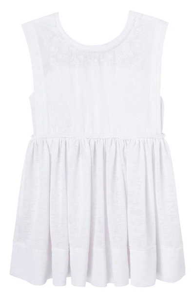 Truce Kids' Sleeveless Knit Babydoll Top In White