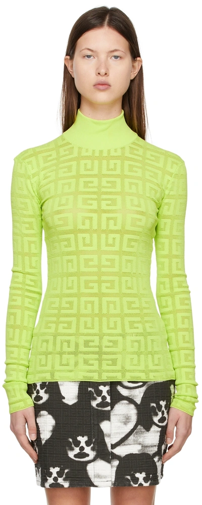 Givenchy Neon Jacquard-knit Turtleneck Sweater In Yellow
