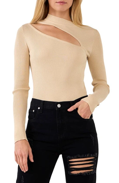 Endless Rose Cutout Sweater In Beige