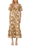 Free The Roses Floral Print Cotton Maxi Dress In Tan