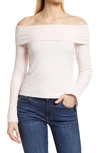 1.state Rib Off The Shoulder Top In Pink Cloud