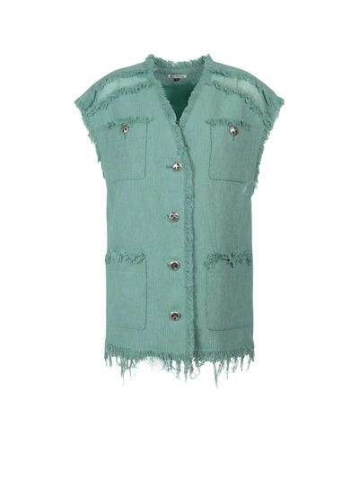 K Krizia Tweed Vest With Frayed Profiles - Atterley In Green