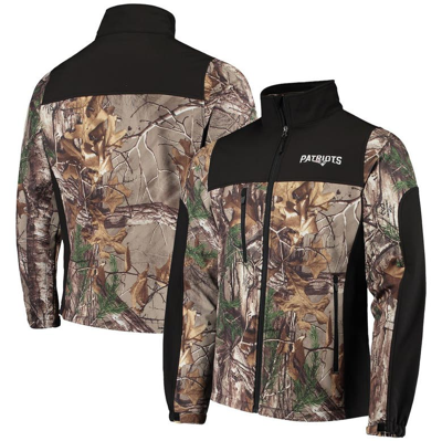 Dunbrooke Men's  Realtree Camo And Black New England Patriots Circle Hunter Softshell Full-zip Jacket In Realtree Camo,black