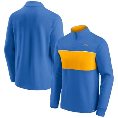 Fanatics Men's Powder Blue And Gold Los Angeles Chargers Block Party Quarter-zip Jacket In Powder Blue,gold