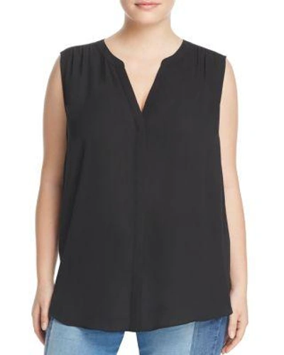 Nydj Print Sleeveless Pleat Back Top In Black