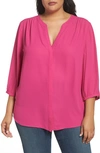 Nydj High/low Blouse In Framboise