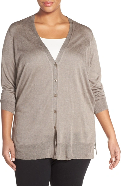 Nic + Zoe Chiffon Back Cardigan In Mushroom