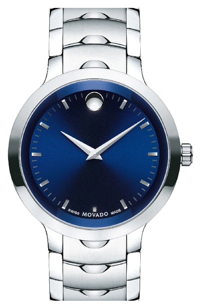 Movado Stainless Steel Luno Watch, 40mm In Silver/ Blue