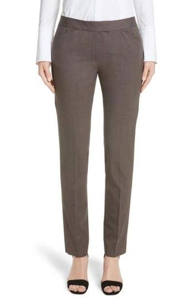 Lafayette 148 Irving Stretch Wool Pants In Lead Melange