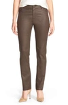 Lafayette 148 Waxed Denim Slim Leg Jeans In Coffee