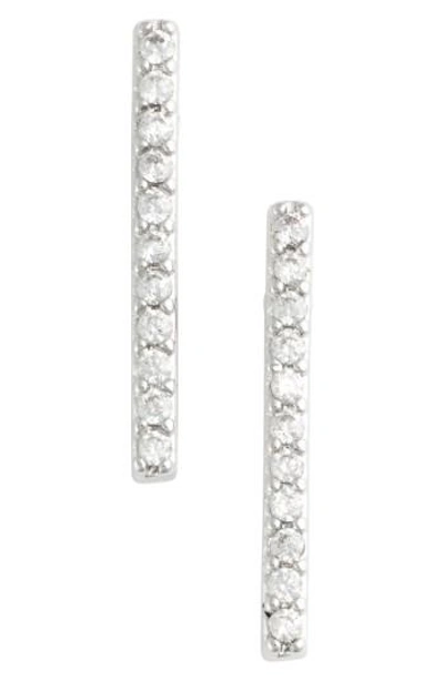 Jules Smith 'micro' Pave Bar Stud Earrings In Silver/ Clear