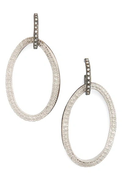 Armenta Old World Midnight Frontal Hoop Diamond Earrings In Silver