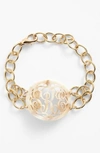 Moon And Lola 'annabel' Medium Oval Personalized Monogram Bracelet (nordstrom Exclusive) In Blonde Tortoise/ Gold