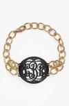 Moon And Lola 'annabel' Medium Oval Personalized Monogram Bracelet (nordstrom Exclusive) In Ebony/ Gold