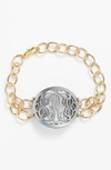 Moon And Lola 'annabel' Medium Oval Personalized Monogram Bracelet In Gunmetal/ Gold
