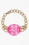 Moon And Lola 'annabel' Medium Oval Personalized Monogram Bracelet (nordstrom Exclusive) In Hot Pink/ Gold