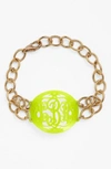 Moon And Lola 'annabel' Medium Oval Personalized Monogram Bracelet (nordstrom Exclusive) In Lime/ Gold