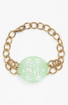 Moon And Lola 'annabel' Medium Oval Personalized Monogram Bracelet (nordstrom Exclusive) In Mint/ Gold
