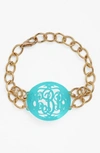 Moon And Lola 'annabel' Medium Oval Personalized Monogram Bracelet (nordstrom Exclusive) In Robins Egg/ Gold
