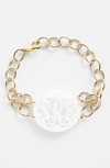 Moon And Lola 'annabel' Medium Oval Personalized Monogram Bracelet (nordstrom Exclusive) In Snow/ Gold