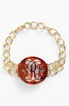 Moon And Lola 'annabel' Medium Oval Personalized Monogram Bracelet (nordstrom Exclusive) In Tortoise/ Gold