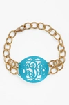 Moon And Lola 'annabel' Medium Oval Personalized Monogram Bracelet (nordstrom Exclusive) In Turquoise/ Gold