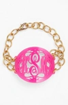 Moon And Lola 'annabel' Large Oval Personalized Monogram Bracelet (nordstrom Exclusive) In Hot Pink/ Gold