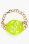 Moon And Lola 'annabel' Large Oval Personalized Monogram Bracelet (nordstrom Exclusive) In Lime/ Gold